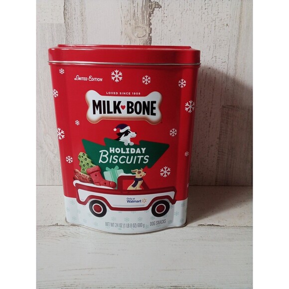 Milk Bone Merry Christmas Walmart Empty Metal Tins/May Have Minor Dent Or Ding - Picture 8 of 10